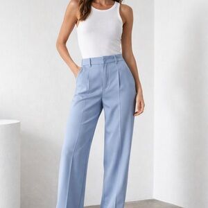 Zara Powder Blue High-Rise Wide-Leg Trousers